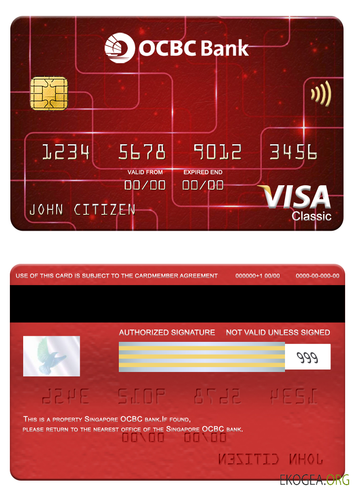 Carte Visa Classic de la banque OCBC de Singapour